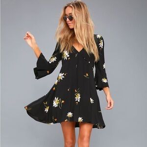 Free People Black Floral Mini Dress